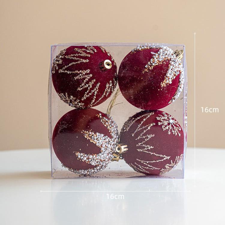 8CM Red Christmas Tree Ornament Ball with Print Design