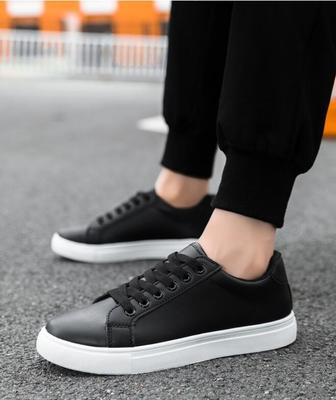 Fashion Autumn Solid Color White Black Shoes for Men Fashon Artificial PU Casual Board Shoes Trendy Student Footwear NEW