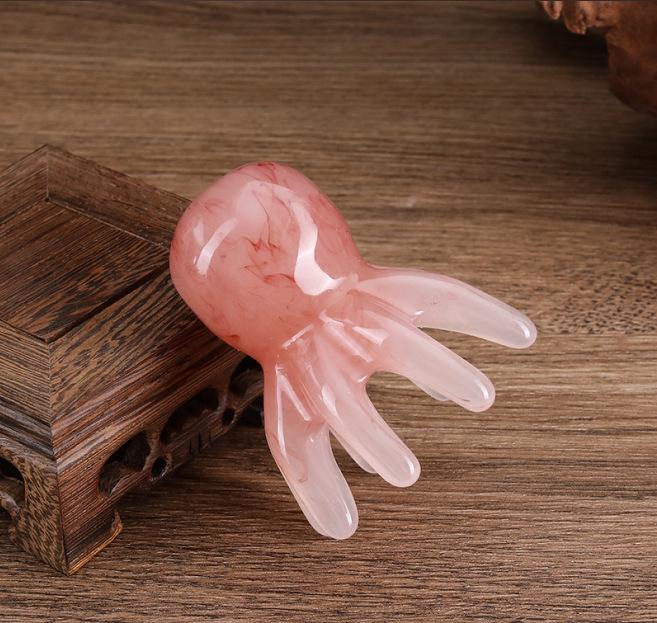 

Octopus Head Massager - Resin Acupoint Dredging Comb for Shoulders and Neck бурштин/рожевий
