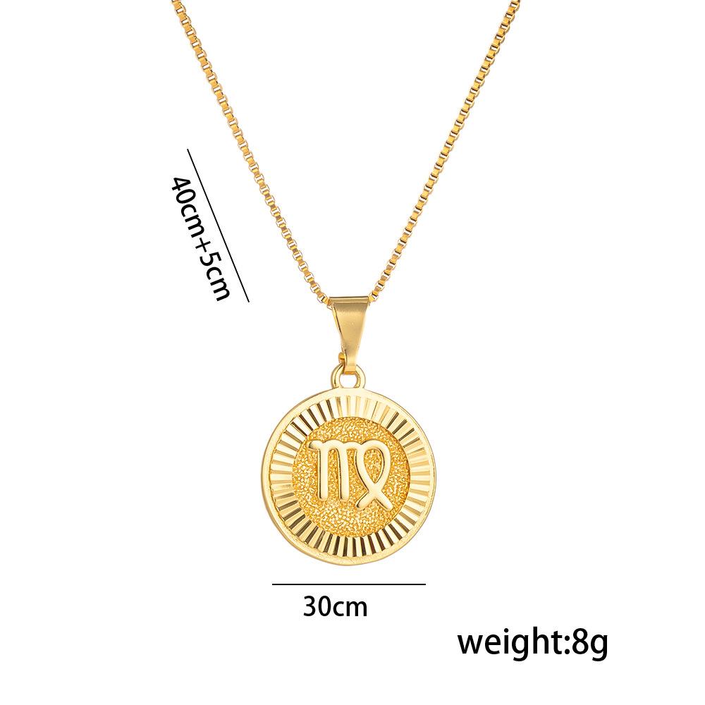 New North 12 Zodiac Sign Necklace Stainless Steel Fashion Jewelry Ancient Roman Coin Relief 12 Zodiac Pendant Necklace Women