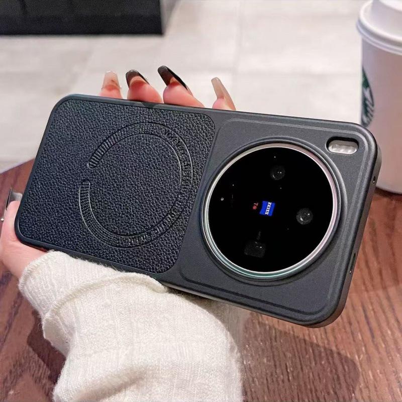 Applicable To vivoX111pro Mobile Phone Case Magnetic Suction X111pro Anti-drop Advanced Simple Matte Heat Dissipation Leather Pattern New Model