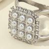 Square Faux Pearl Scarf Ring Rhinestone T-shirt Tie Clip Shawl Silk Scarves Ring Wrap Holder Clasp Slide Buckle Women Clothing Accessories