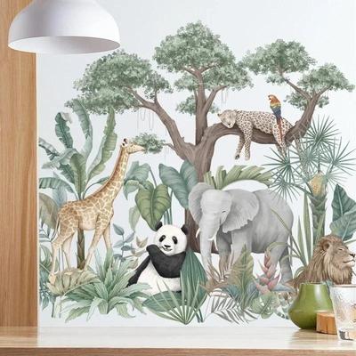 Animali del Bosco Elefanti Panda Giraffe Camerette per Bambini Adesivi Murali Soggiorno Camera da Letto Decorazioni Adesivi Autoadesivi