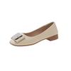 Women's Shoes Spring 2025 New Fashion Square Head Shallow Mouth Soft Sole Leather Shoes Flat Heel Thick Heel Work Shoes Women's Single Shoes