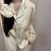 Korean Style Ice Silk Women's Pajamas with Snowflake Rhinestones - Festive, Fashionable & High-End