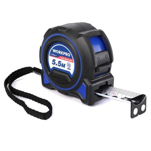 WORKPRO Convex Tape Measure, 5.5m X 27mm Wide, with Zero-Point Adjustment and Magnetic Claws, Nylon Coated Tape, JIS Class 1 Certified, for Constructi