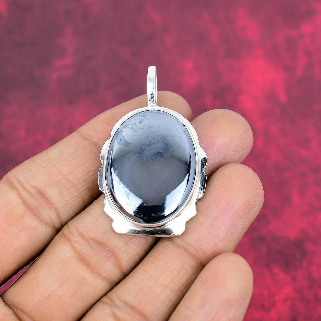 Shungit Hänge, 925 Massivt Sterling Silver Ädelstenssmycken, Handgjort Hänge, För Thanksgiving