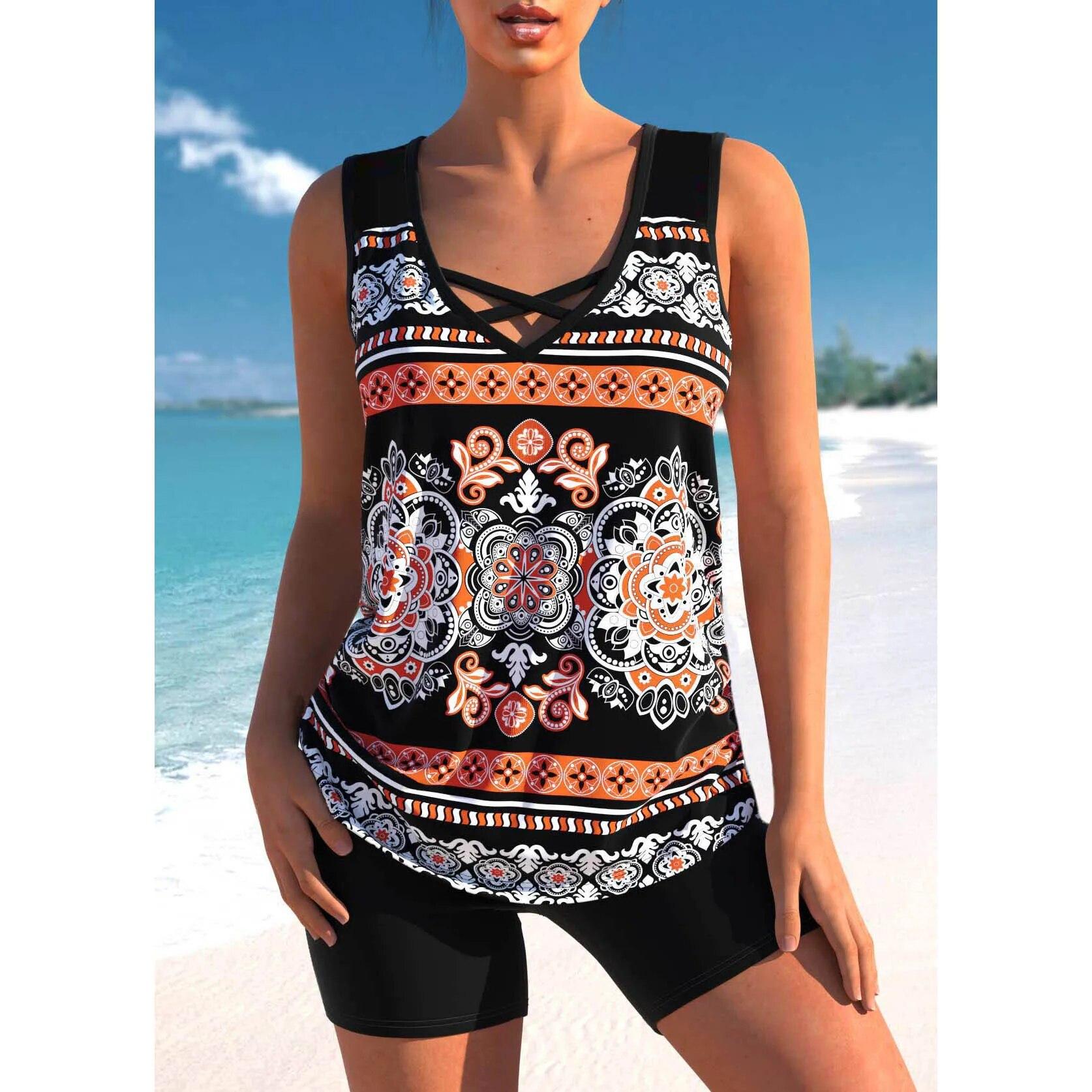 

Новинка 2024 года, модный купальник с принтом, летние женские сексуальные купальники с высокой талией, женские купальники из двух предметов, танкини, купальники, пляжная одежда XXXL