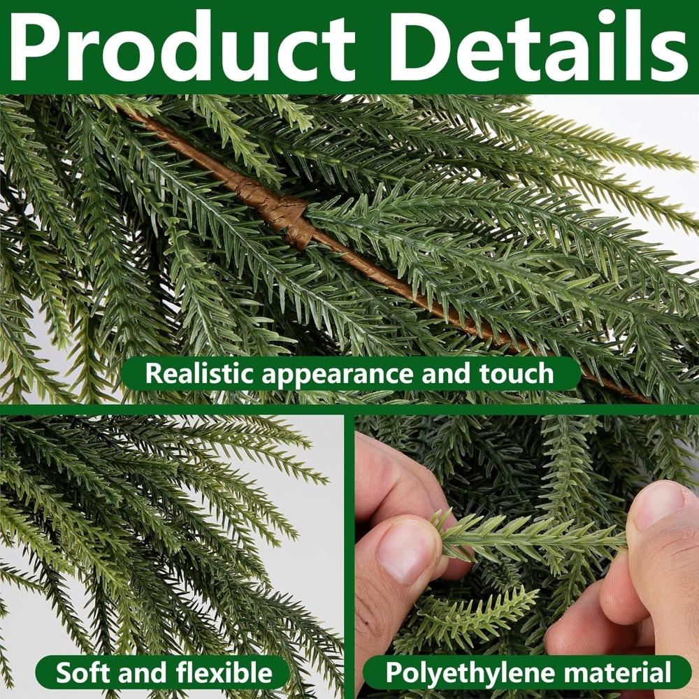 2 Piece with Hanging Hoop Christmas Pine Garland Artificial Pine Branch Decorations Festival