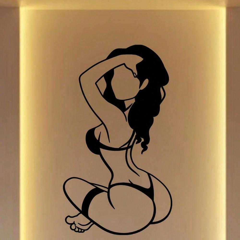 1 Stück Metall Wanddekoratives Gemälde - Abstrakte Bikini-Damen-Silhouette in Schwarzweiß