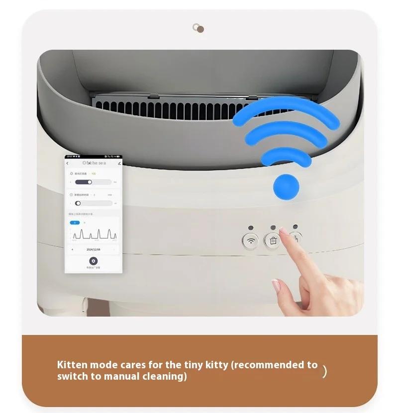 2026 New Smart App Control Open-top Automatic cat Box Basin with Dual Safety Sensors Self Cleaning Gift a cat Mat