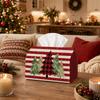 1pc Christmas Farmhouse Rustic Nature Tissue Box with Pine Tree Forest Elements - Napkin Storage Organizer for Kitchen, Car, Elegant Decorative Box, P