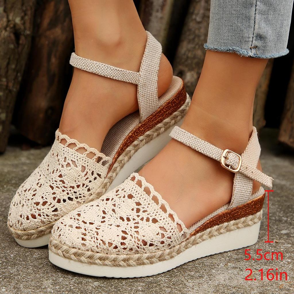 Women's Canvas Wedge Sandals Espadrilles Platform Summer New Fashion Casual Comfortable Shoes