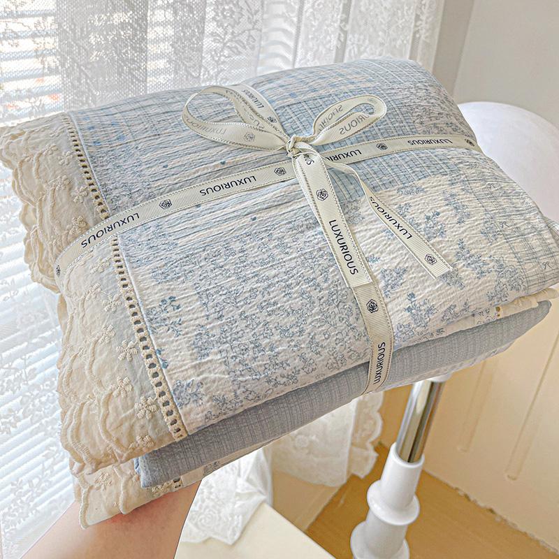 Ins Princess Bedding Set Floral Duvet Cover Set Flat Sheets Set Single Twin Double Size Bed Linen Set Back To School Season