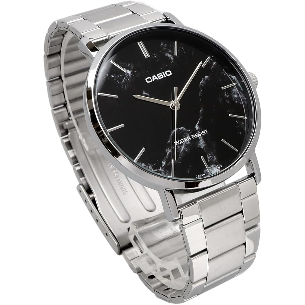 [Casio] CASIO Quartz Men's Watch MTP-VT01DM-1A Black Marble Metal Band Overseas Model [Parallel Import]