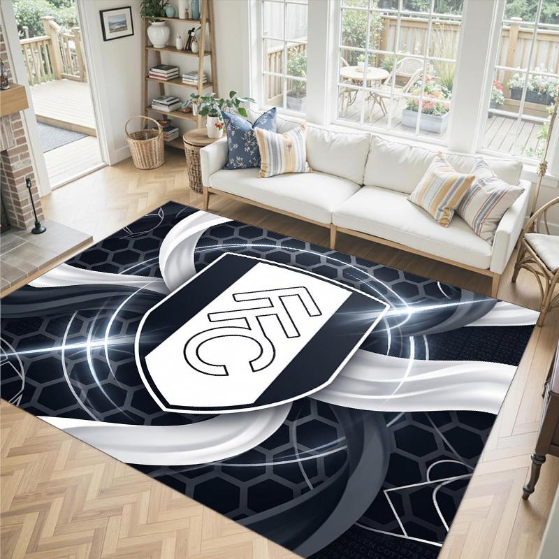 Fulham Football Design Crystal Velvet Carpet Cozy Non?Slip Printed Rug For Bedroom Living Room Entrance