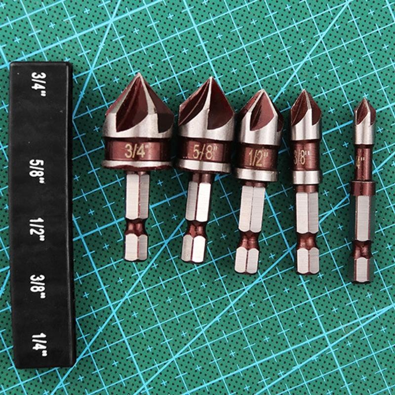 652F Precise Ground 82° Shank Countersink 5 Blade Set For Various Materials