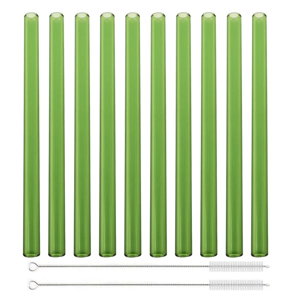 10Pcs Reusable Drinking Straw Glass Straws Eco-friendly High Borosilicate Glass Straw Tube Party Bar Drinkware Bar Accessories