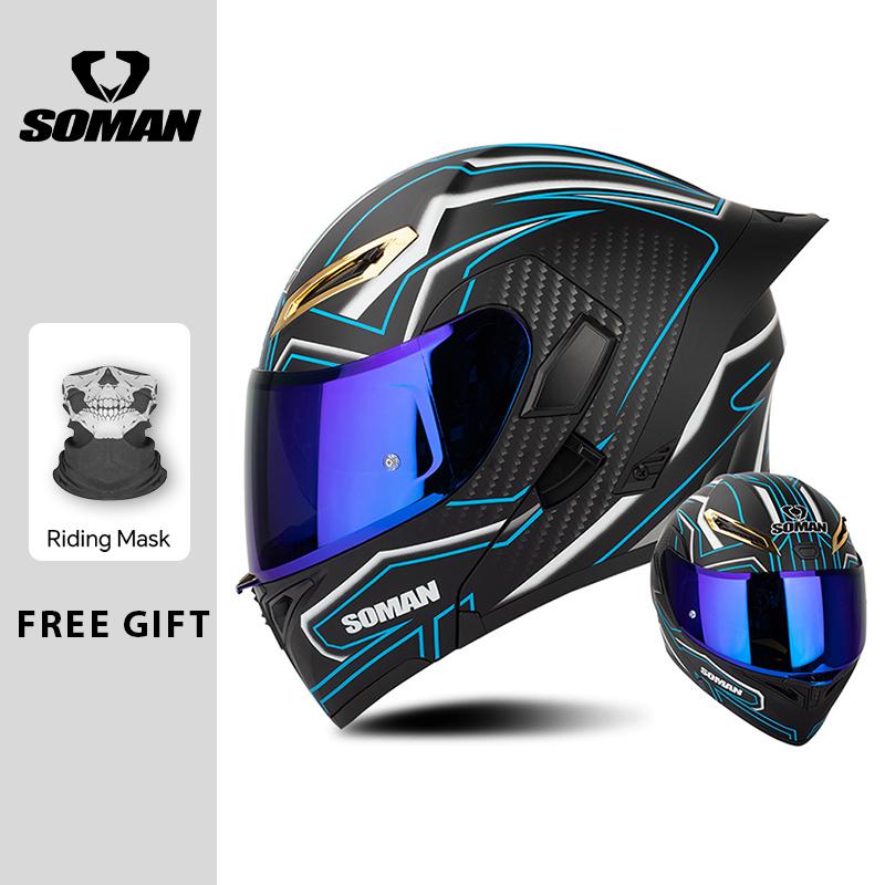 Four Seasons DOT Approved Flip Up Helmet Dual Visors Modular Helmets Full Face Motorcycle Helmet Motorbike Moped Racing