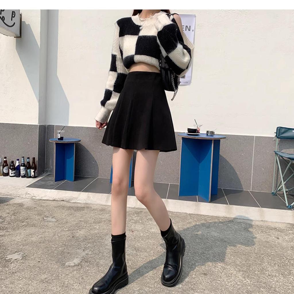 Korean Style High-Waisted Corduroy A-line Skirt - 2025 Slimming Autumn/Winter Petite Umbrella Skirt with Anti-exposure Design