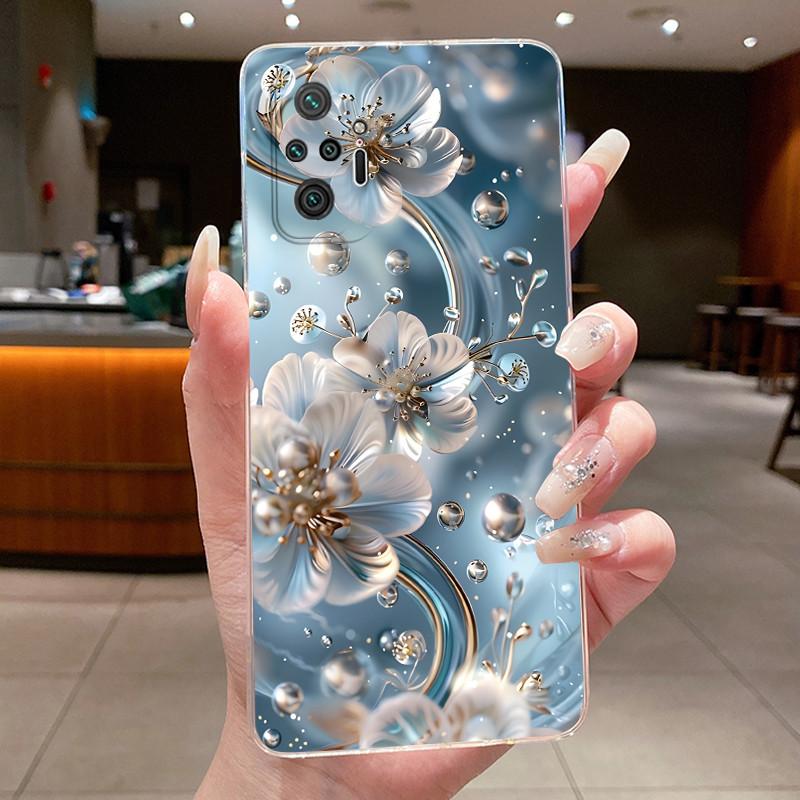 For Xiaomi Redmi Note 10 Pro / Note10 / Note 10S / Poco M5S Case Clear Luxury Butterfly Flower Transparent Soft TPU Phone Cover