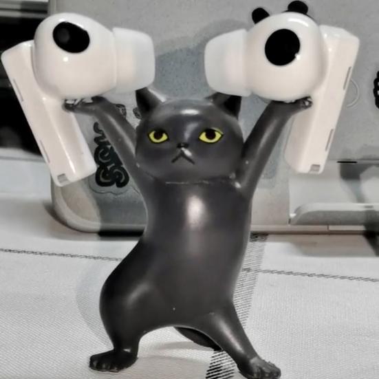 Earphone Stand Handmade Cute Dancing Cat Shape Penholder Doll Decoration for Desktop