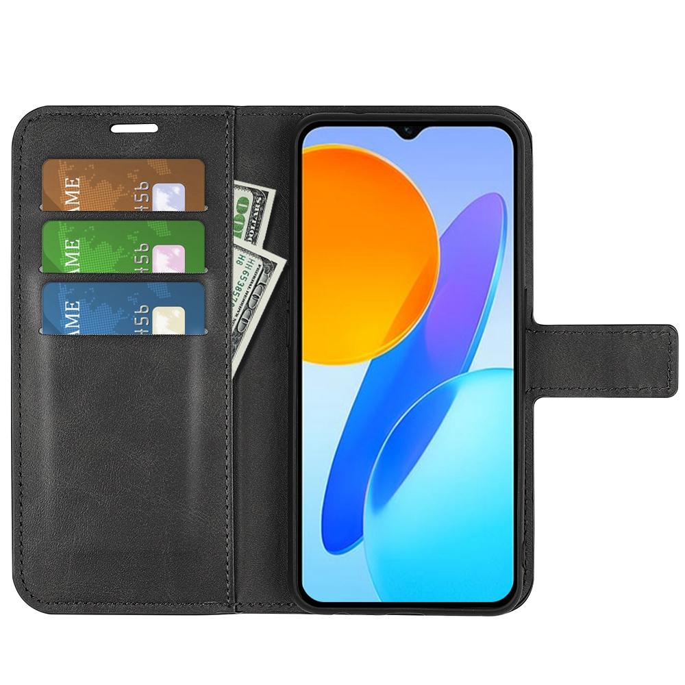 

For Honor X8 5G PU Leather Calf Texture Phone Case Full Protection Stand Wallet Magnetic Clasp Cover Black