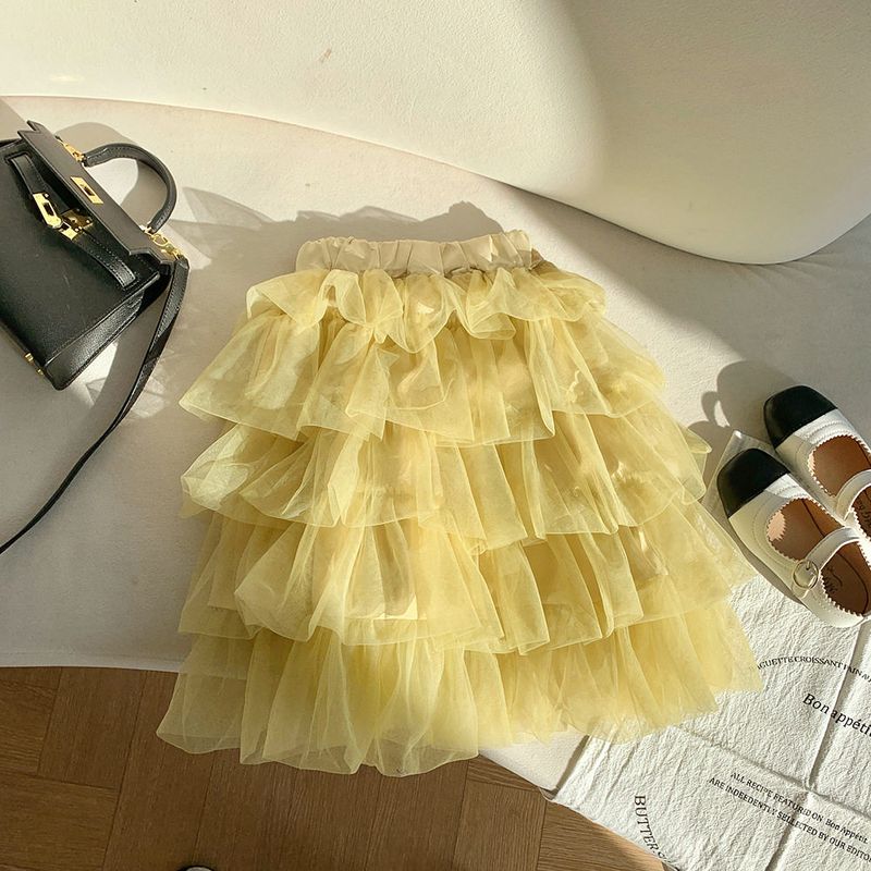 Versatile Children s Skirt, Girls Half Skirt, New Spring and Summer Style, Korean Style Solid Color Baby Tutu Skirt, Princess Skirt Pants, Trendy Yellow 130