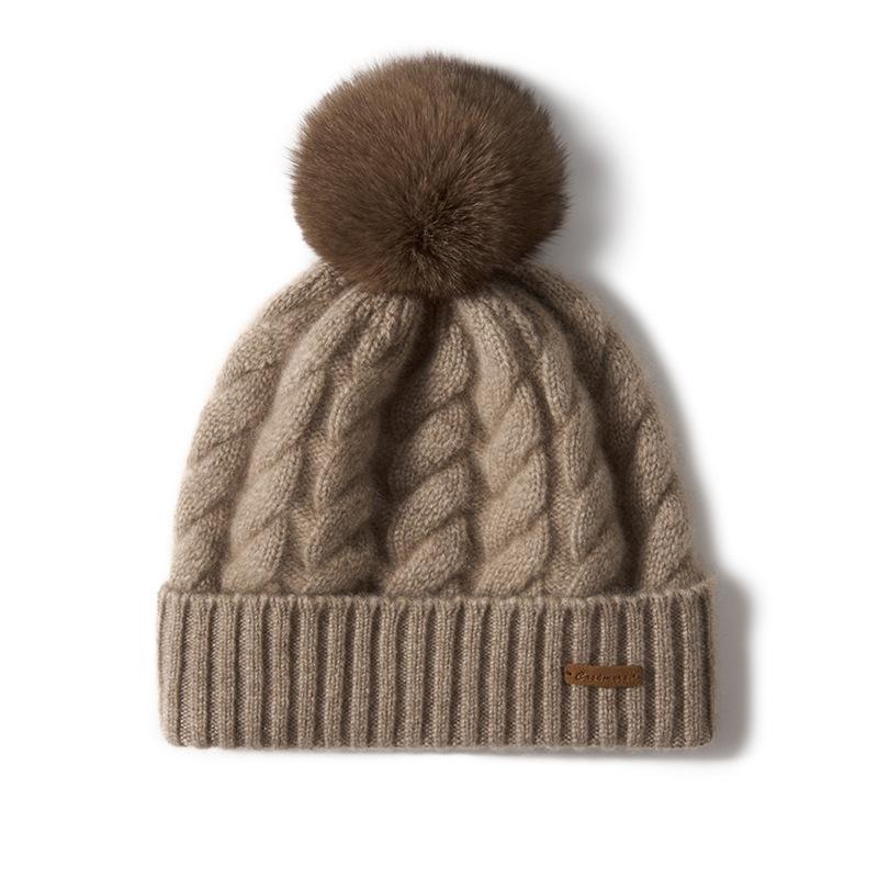 

Cashmere Autumn and Winter New High End Solid Color Twisted Wool Knitted Casual Hat for Women Warm and Fashionable One Size