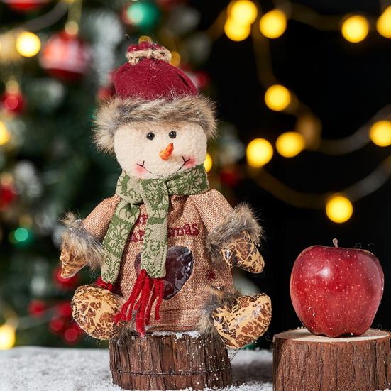 Christmas Gift Bags 3D Snowman Santa Elk Doll Reusable Xmas Burlap Sacks with Handle for Christmas Party Favors Holiday Presents Wrapping
