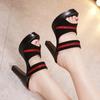 10cm Small Size 32-43 Summer Mix Color Block High Heels Shoes 2025 Soft Leather Slippers Platform Slides for Office Model Work
