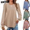 Women's Fashion Casual Solid Color Print Long Sleeve O Neck Blouses & Shirts