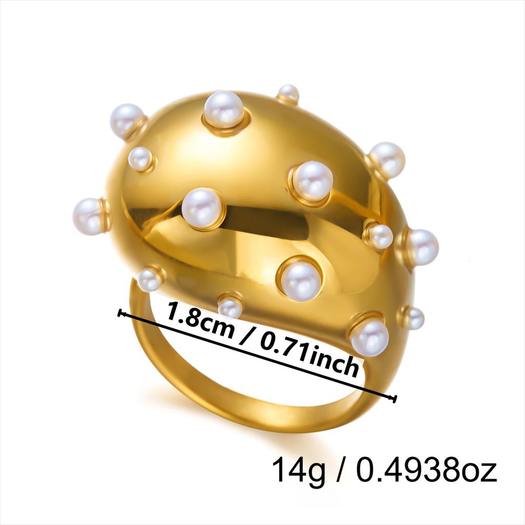 Unique Stainless Steel Pearls Flower Rings for Women Men Punk Hip Hop Geometry Irregular Finger Rings Tarnish Resistant Jewelry