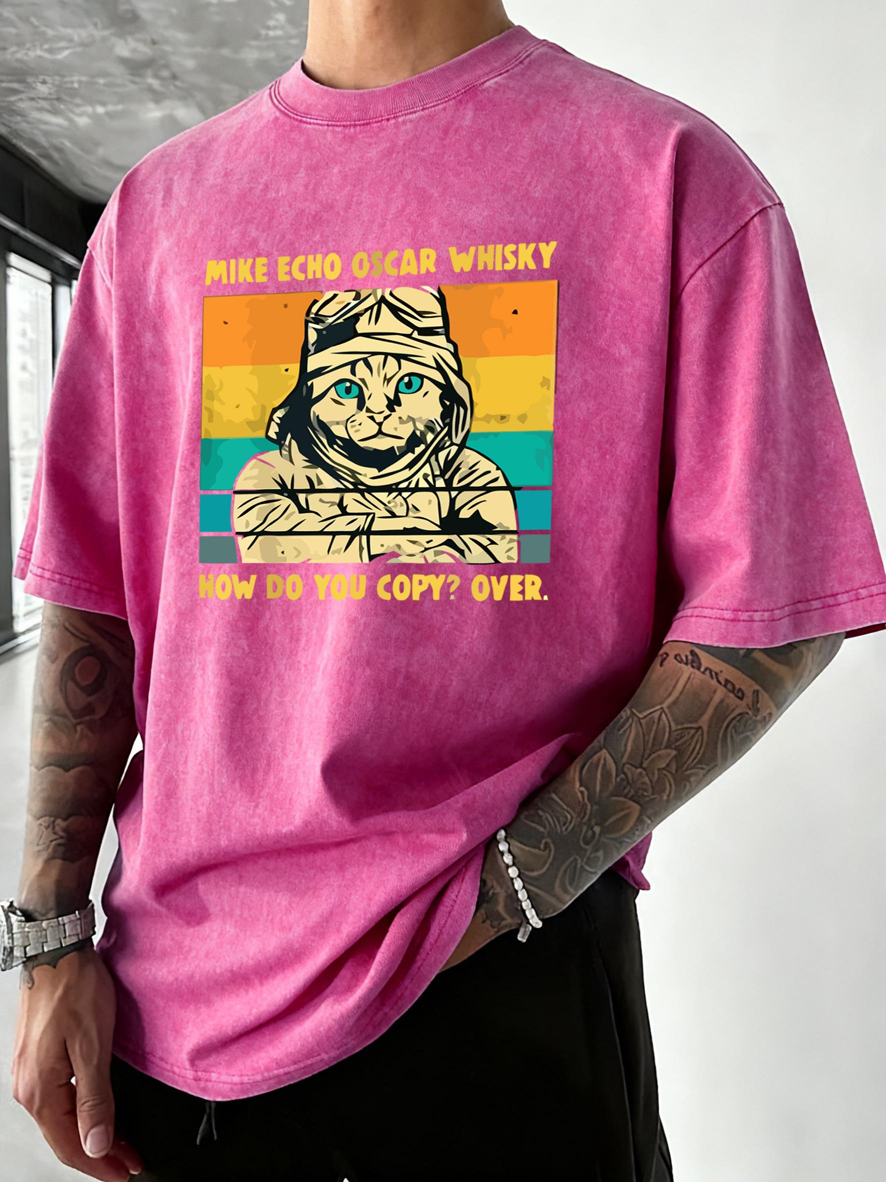 

Make Echo Oscar Whisky Printed Men Washed TShirt Breathable Casual Short Sleeve Summer ONeck T Shirt Loose Cotton Clothes S