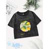 Sexy Cotton Crop Tops Womens Fruit Italy Lemone Prints Washed T-Shirts Summer Regular Fit O-Neck Streetwear Clothes
