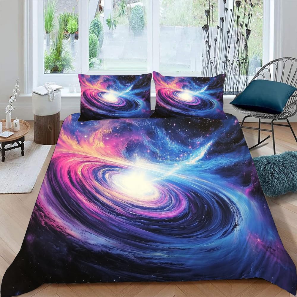 Black Hole Duvet Cover for Kids Boys Girls Teens Queen Lightweight Quilt Cover Galactic Storm Bedding Set Bedroom Decor No Quilt