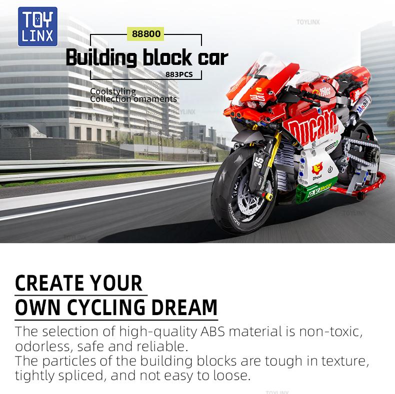 ToylinX 883 PCS Collectible Motorcycle Display Model Motorcycle Kits To Build Large Motorcycle Building Set Gift Idea for Adults