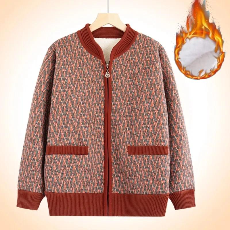 

Плюшевая куртка для мамы среднего и пожилого возраста в западном стиле, кардиган, осенне-зимняя утолщенная теплая кофта 6XL оранжевый