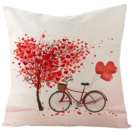 Home Pillowcase Valentine's Day Red Heart Print Series Polyester Pillowcase Cushion Cover