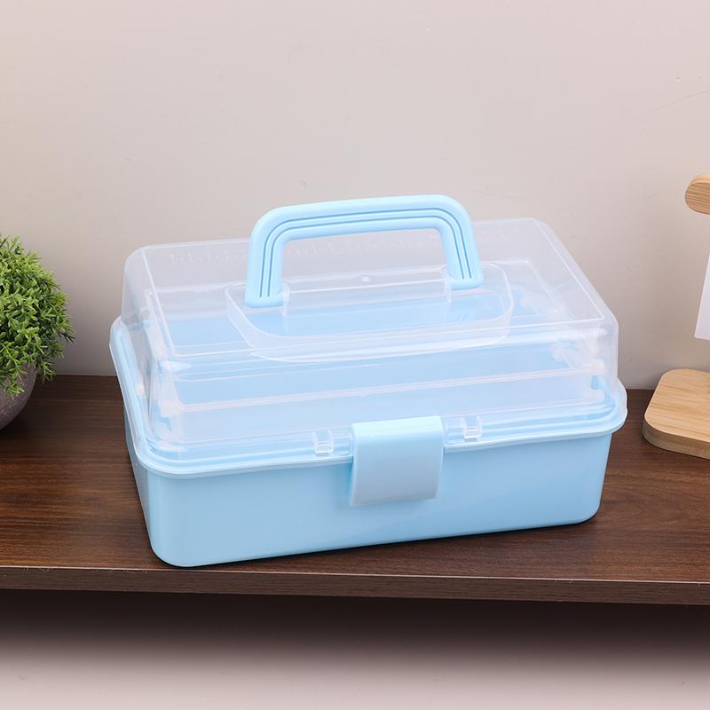 3 Lagen Grote Capaciteit Opbergdoos Met Handvat Opvouwbaar Plastic Draagbare Make-up Haarspeld Organizer Nagellak Sieraden Doos