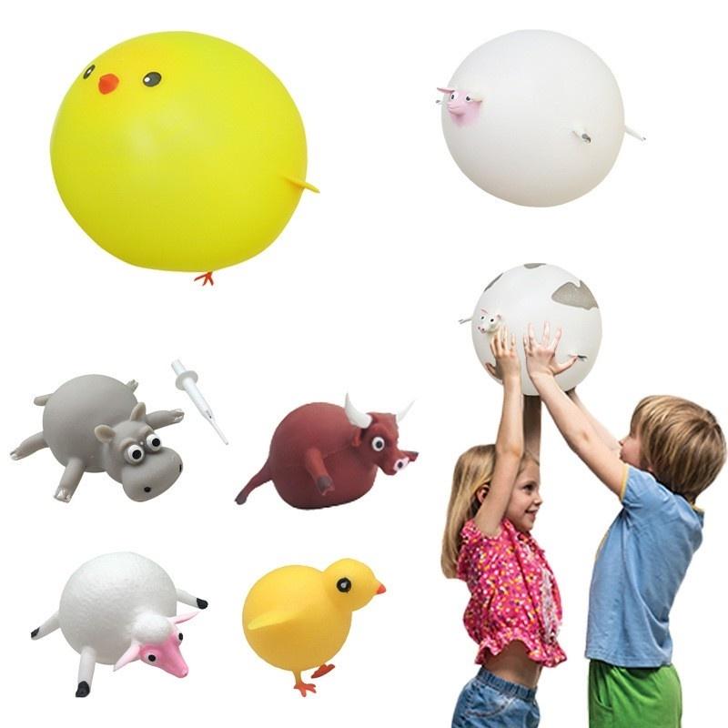 Kids Toy Funny Blowing Animals Toys Dinosaur Anxiety Stress Relief Inflatable Balloon Squeeze Ball