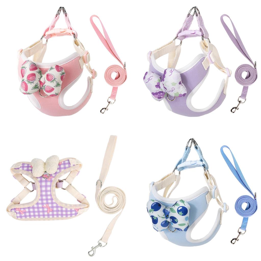 Pet Dog Harness With Bowknot Soft Comfortable No Pull For Small Medium Large Dogs