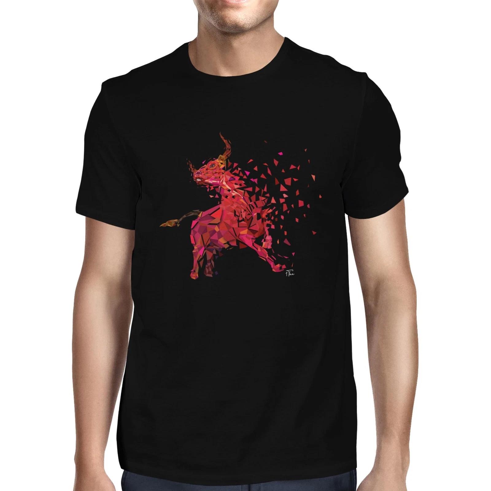 1Tee Mens Geometric Bull  T-Shirt XS