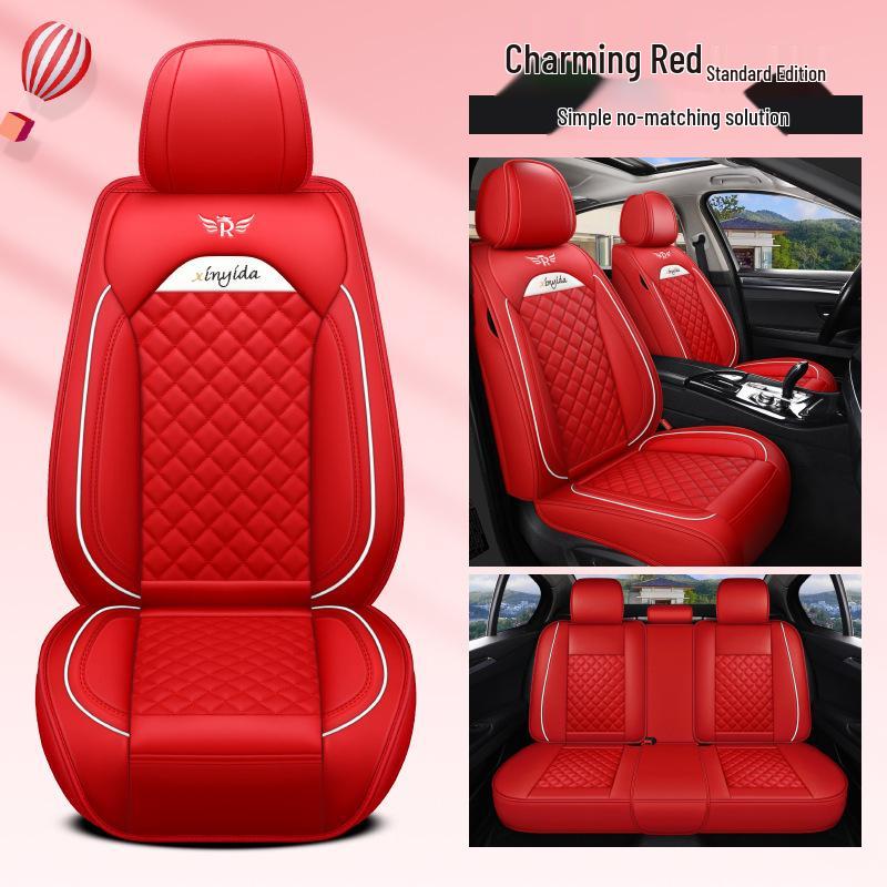 

2021 Little Lucky Cow Leather Cartoon Car Seat Cushion for All Seasons - Fits Five Seats