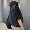 Women Ves Hooded Cardigan Sleeveless Drawstring Loose Sun Hem Solid Color Zipper Closure Protection Casual Sports