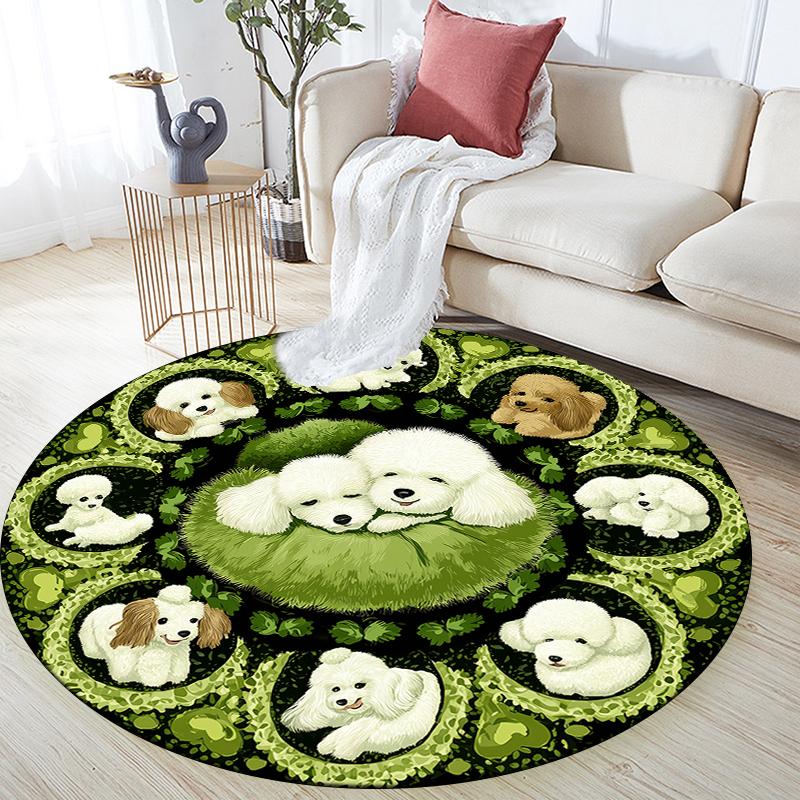 

Cartoon Dog pattern round rug,Carpet Rug for Living Room Bedroom Sofa Playroom Decor,Non-slip Floor Mat,Holiday Gifts and Birthday Gifts. 80cmx80cm