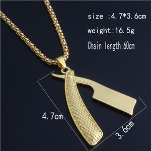 Fashion Razor Blades Pendant Necklaces Men Jewelry Male Shaver Shape Necklaces & Pendants Barber Shop Necklace for Male Boys