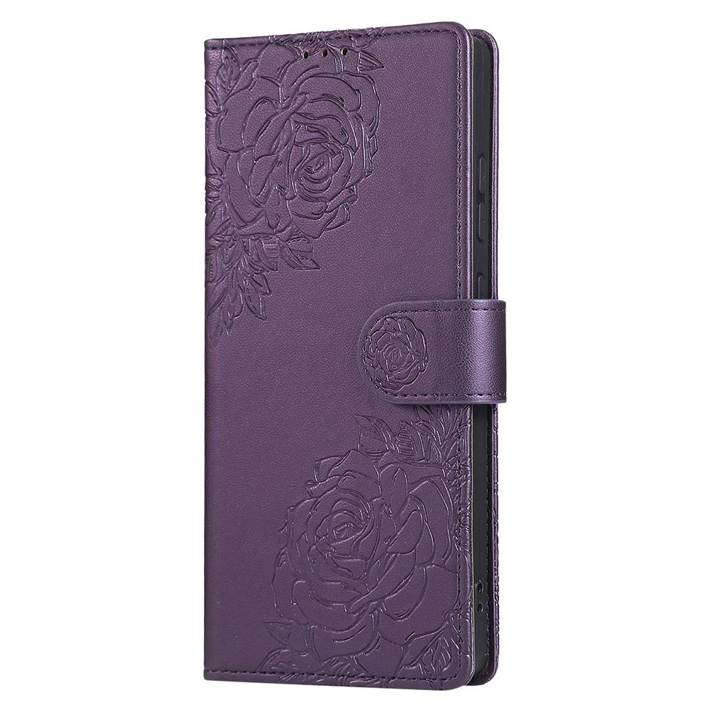 Für Samsung Galaxy S25 Ultra Hülle Rose Blume Brieftasche PU Leder Handyhülle mit 3 Kartenfächern