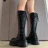 Winter Platform Height Increase Woman Knight High Boots Fashion Belt Buckle Back Zippers Shoes Ladies Punk Modern Long Botas