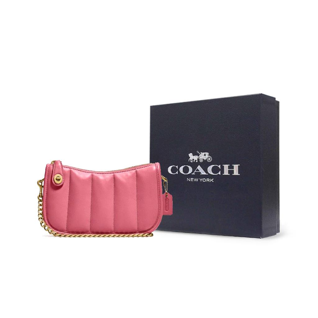 New COACH Swinger Sheepskin Leather Shoulder Bag Crossbody Bag Mahjong Bag Handbag Small Size Women's Strawberry Red C3490-B4U6